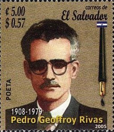 Stamp honoring Pedro Geoffroy Rivas issued in El Salvador in 2005